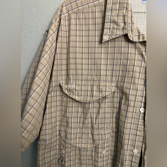Columbia PFG Men's Vented Fishing Lightweight Beige Plaid Shirt Size 2XL XXL - Picture 3 of 8